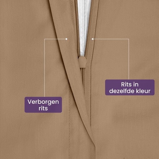 Slaapspeciaal Dekbedovertrek - 100% Katoen Dekbedovertrek - Inclusief Kussenslopen - Ademend en Zacht - 240x220 cm + 2 kussenslopen - Ritssluiting - Extra Lang - Taupe van Slaapspeciaal — afbeelding 5