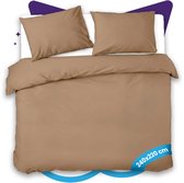 Taupe dekbedovertrek 240x220 cm met twee kussenslopen.