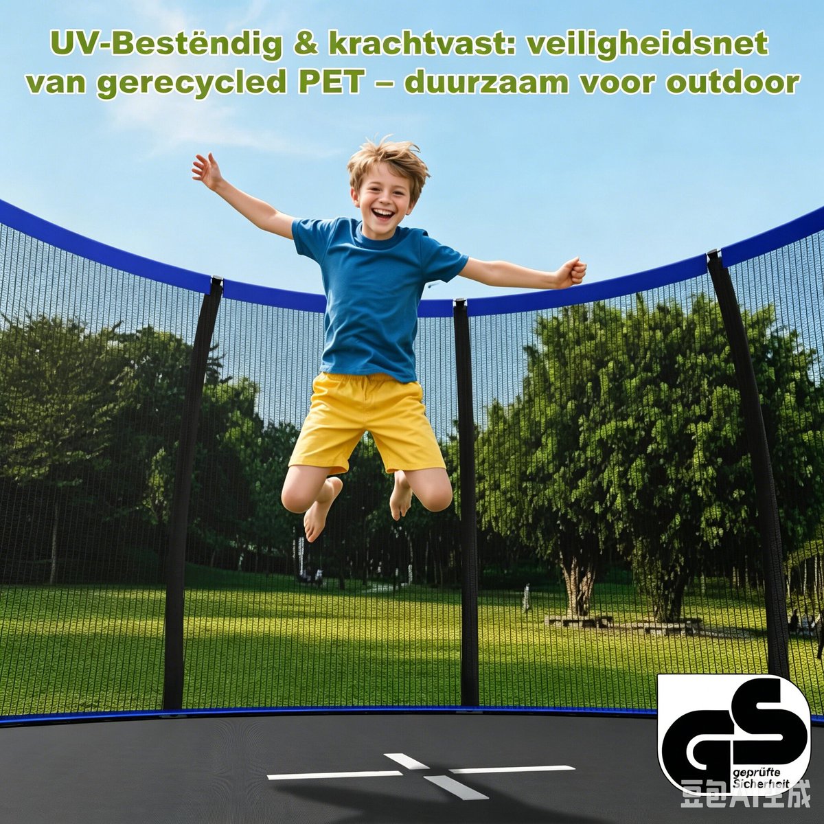 Devoko Trampoline 228 cm / 7.5 ft – Ronde Tuintrampoline met Veiligheidsnet & Ladder, Max. Belasting 50 kg, Diameter 190 cm, Kindertrampoline – Blauw — afbeelding 4