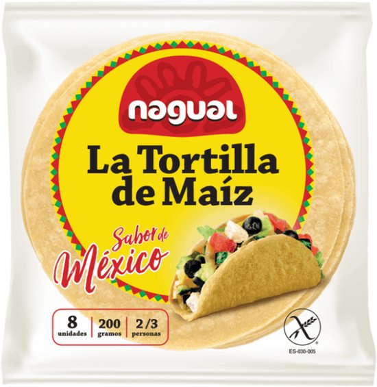 Tortillas de maïs jaunes Nagual, La Tortilla de Maíz, Sabor de México. Sans gluten.