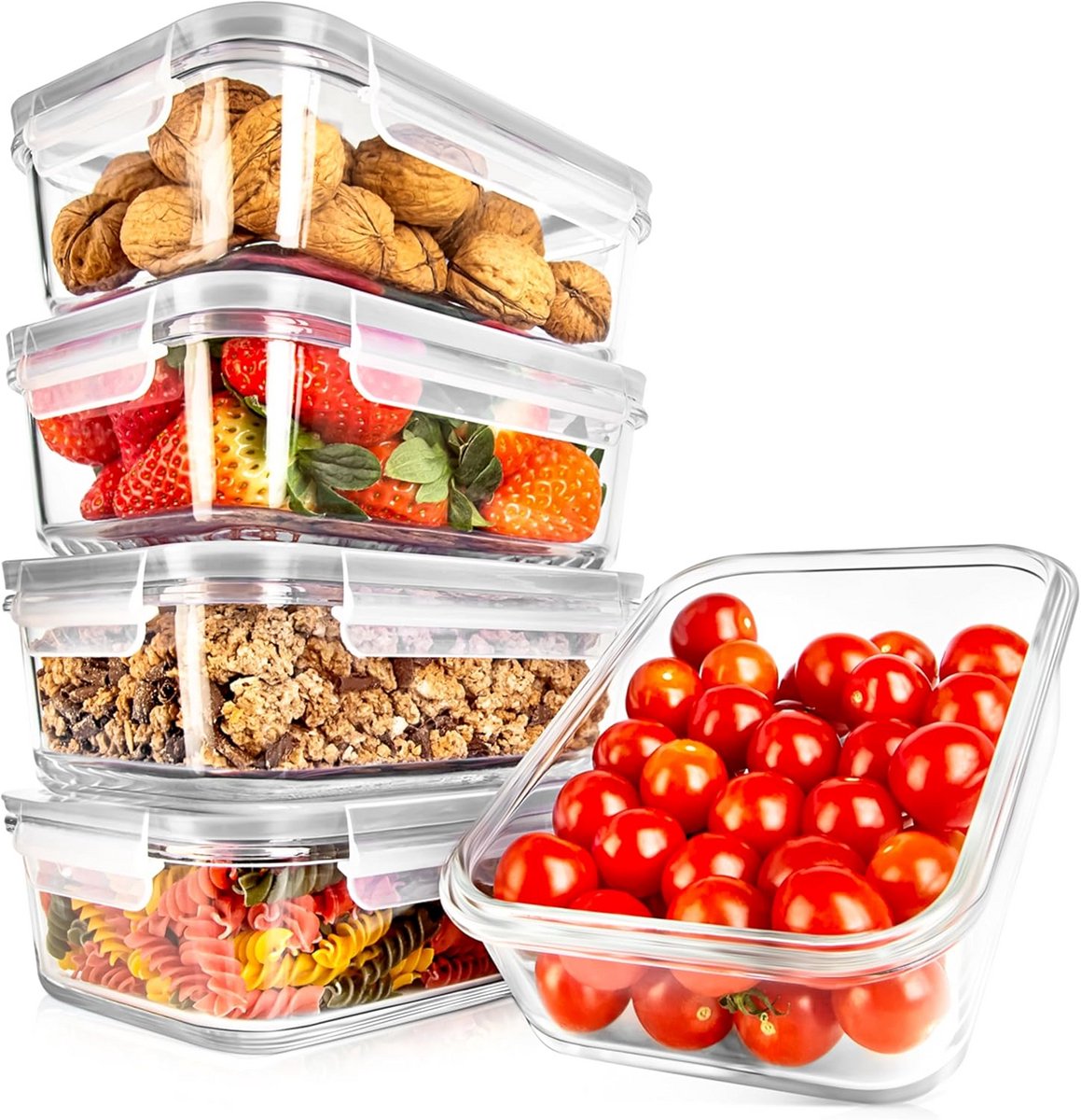 Meal Prep Bakjes Glas - Vershoudbakjes - Diepvriesbakjes - Met Deksel - voorraadopslag