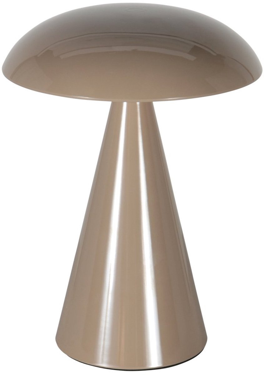 Tafellamp Mush 4856B - bruine oplaadbare sfeerlamp van kunststof en metaal, 16 cm diameter en 21 cm hoog, verstelbare kap, merk Anne Light Home