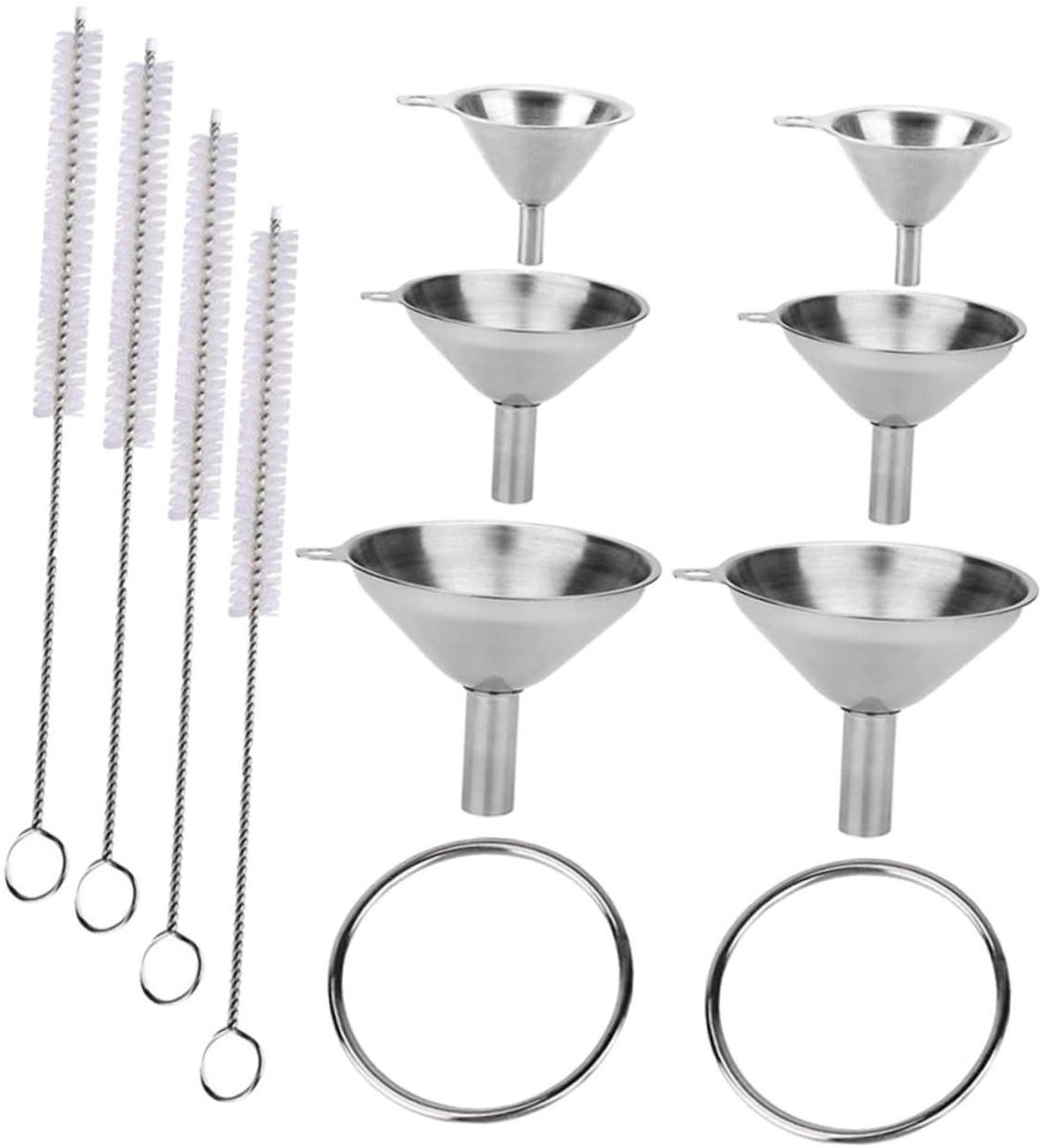 Trechter Set - Keuken Gadget - Vullen van Flesjes - Brede Opening - 6 Stuks - Zilver
