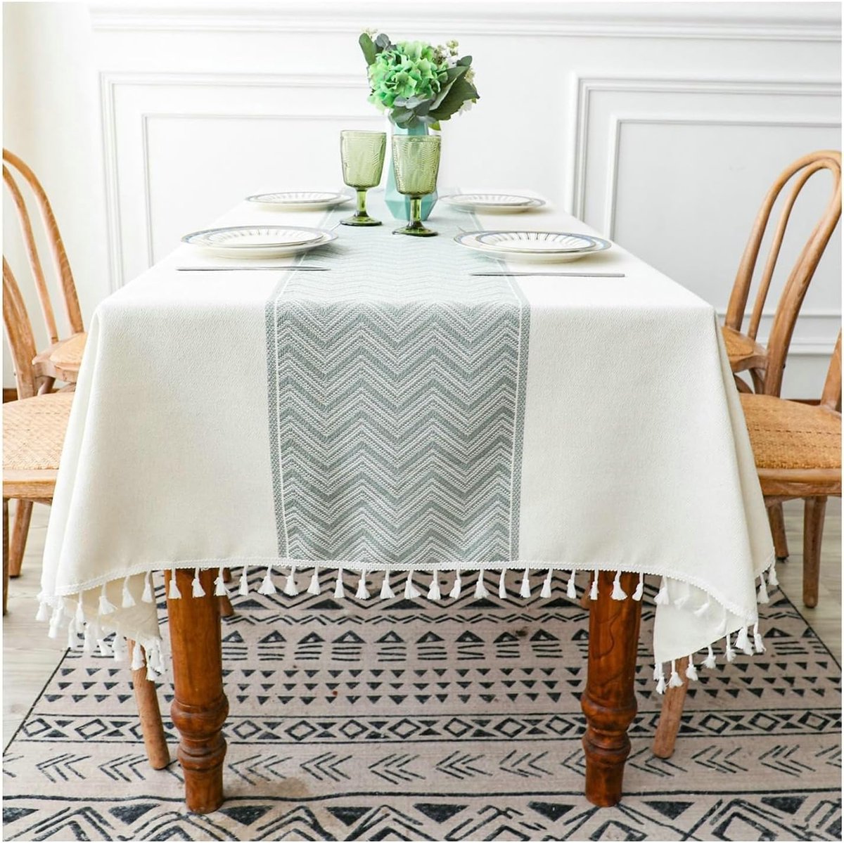 Tafelkleed - Dinertafelkleed - Tafel decoreren - Met kwastjes - 100 x 160 cm - Grijs