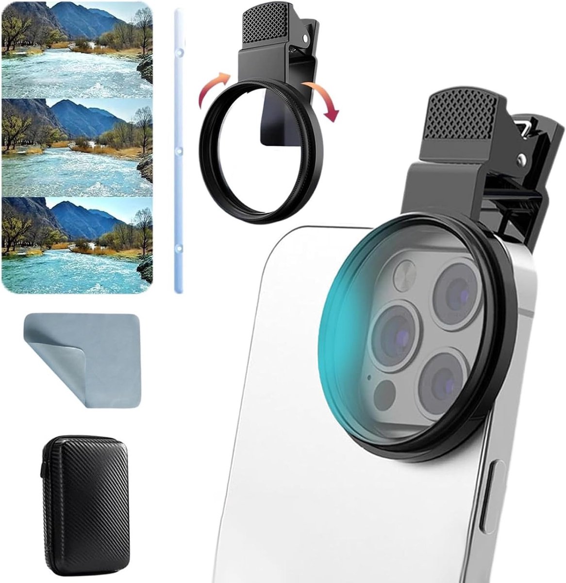 CPL Camera Lens Filter Kit 52mm - Anti Glare Polaroid, Verbeterde Kleuren en Helderheid, Universele Bevestiging met Schoonmaakdoek en Cadeaubox
