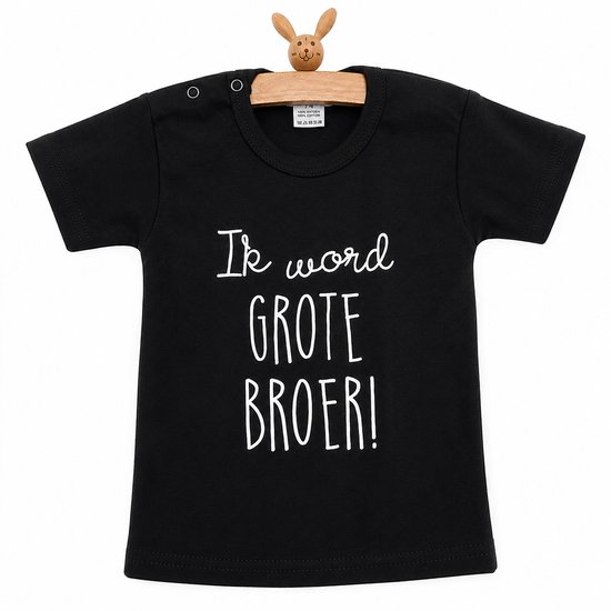 Shirt Ik word grote broer  big brother| korte mouw| zwart | maat 98 zwangerschap aankondiging bekendmaking baby