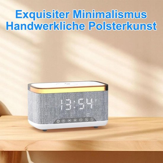Bluetooth-luidspreker, digitale radio-wekker met oplaadstation, 15W snellader, Bluetooth-luidspreker, LED-verlichting, USB-oplader, FM-radio — afbeelding 5