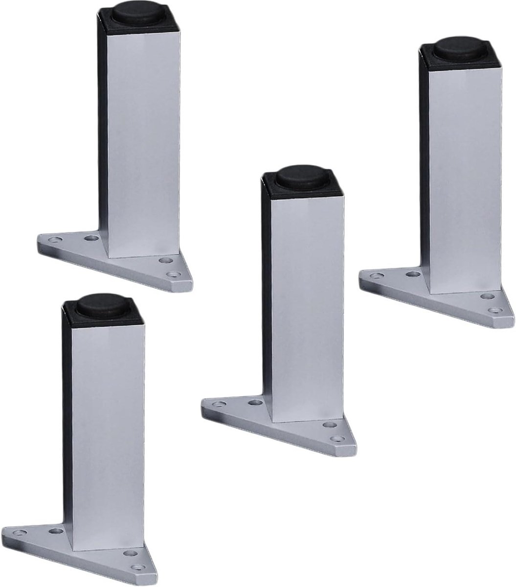 Meubelpoten Set - Bankpoten Tafelpoten - Meubels Verhoging - Verstelbaar Design - 18cm - Zilver