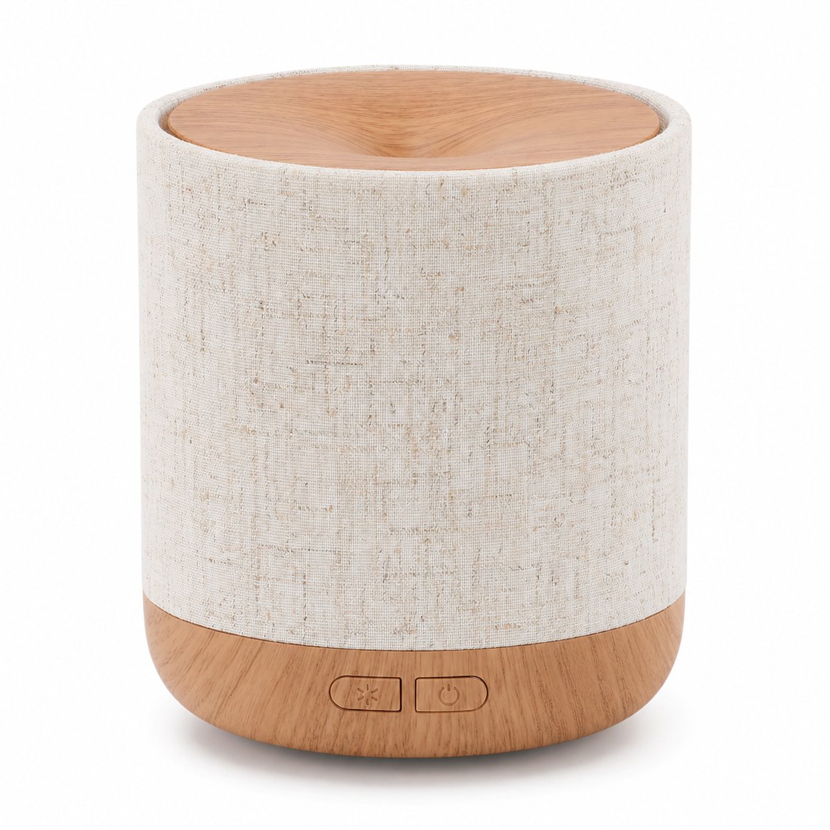 Gloovon® - Aroma Diffuser - Luchtbevochtiger - Aroma Vernevelaar - 200ml met Stoffen Bekleding en Nachtlampje - Lichtbruin