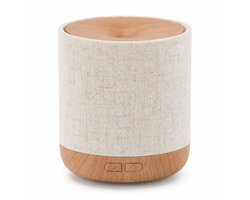 Gloovon® - Aroma Diffuser - Luchtbevochtiger - Aroma Vernevelaar - 200ml met Stoffen Bekleding en Nachtlampje - Lichtbruin