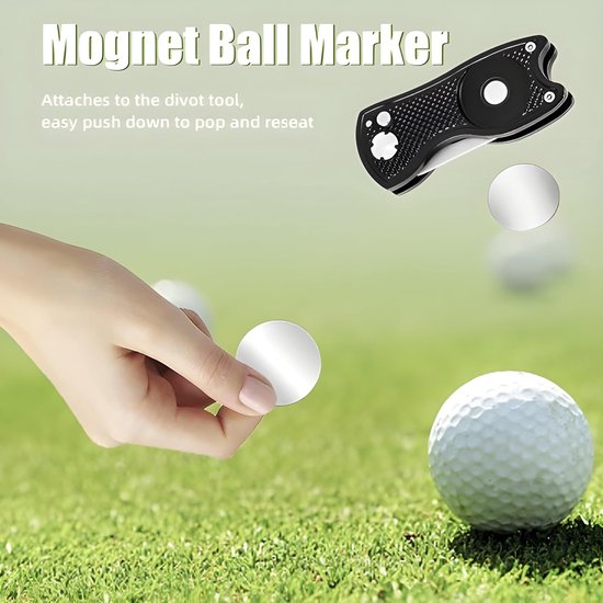 Golf Set Handdoek Pitchfork - Golf Accessoires - Baanonderhoud en Reiniging - 2-in-1 Divot Tool - Met Clip Karabijnhaak - Gestreept van GOLF — afbeelding 2