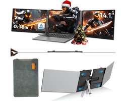 DnA® Professionele Portable Monitor - USB-C - 14.1 Inch - Double Draagbare Monitor - Portable Monitor Voor Laptop - Grijs - 2cm x 21cm x 34cm