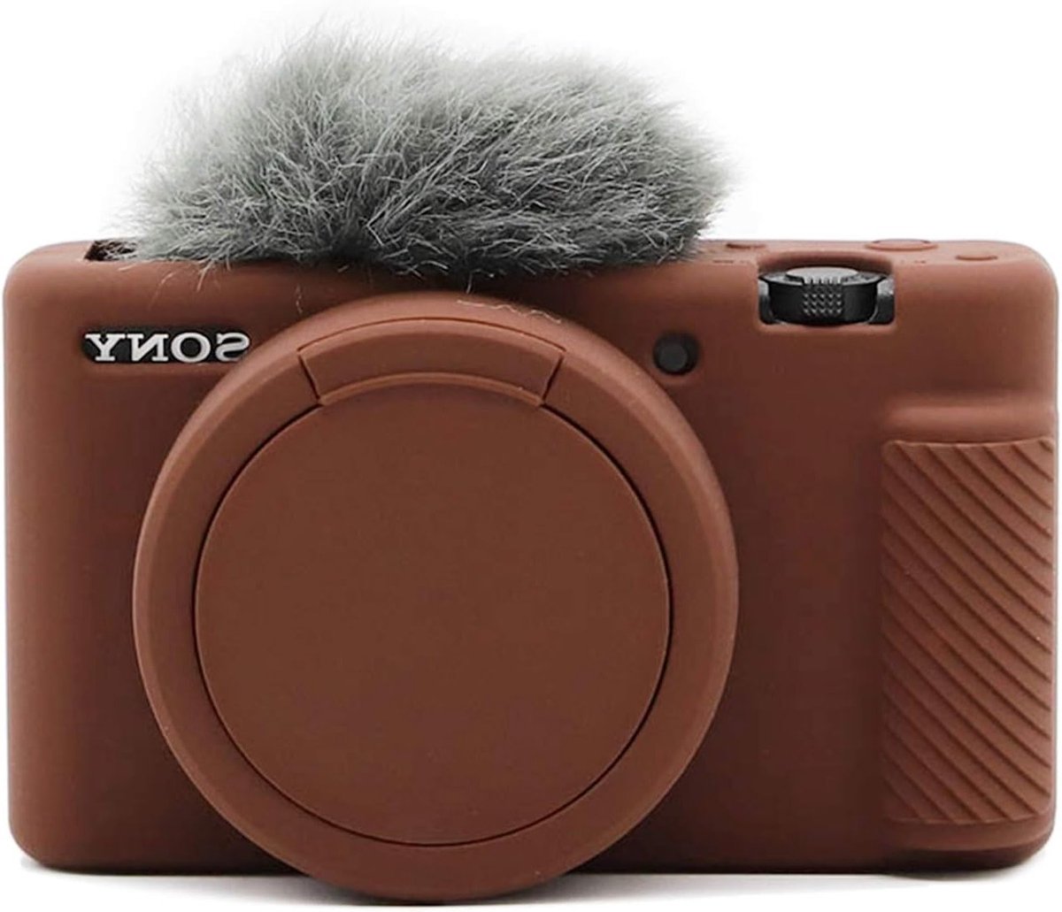 Zachte Siliconen Beschermhoes voor Sony ZV-1 Digitale Camera, Lichtgewicht en Duurzaam - Donkerbruin, Ideaal voor Reis en Fotografie