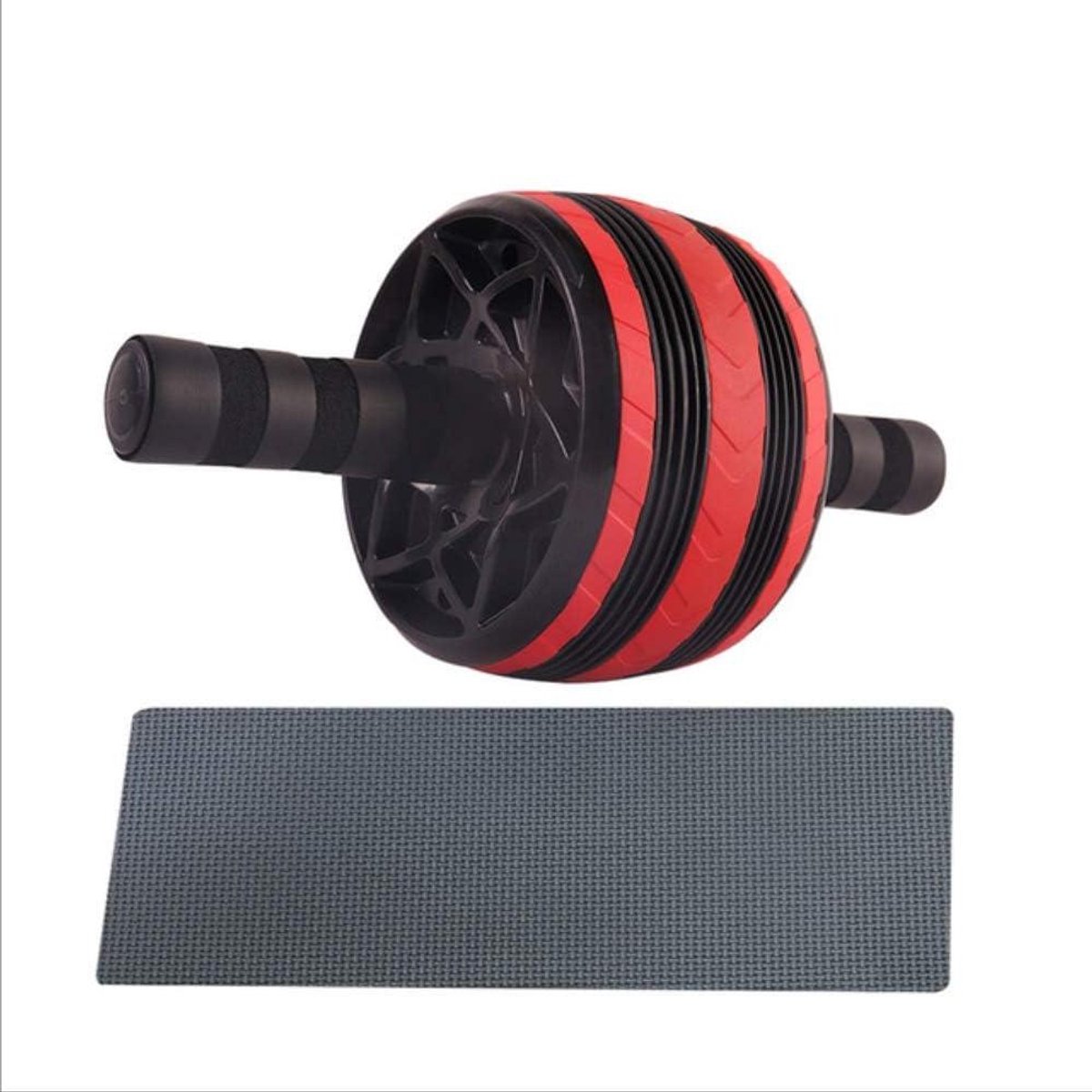 Buikwiel - Ab Roller - Buikspieroefening - Stil en Geluidloos - Groot Wiel - Rood