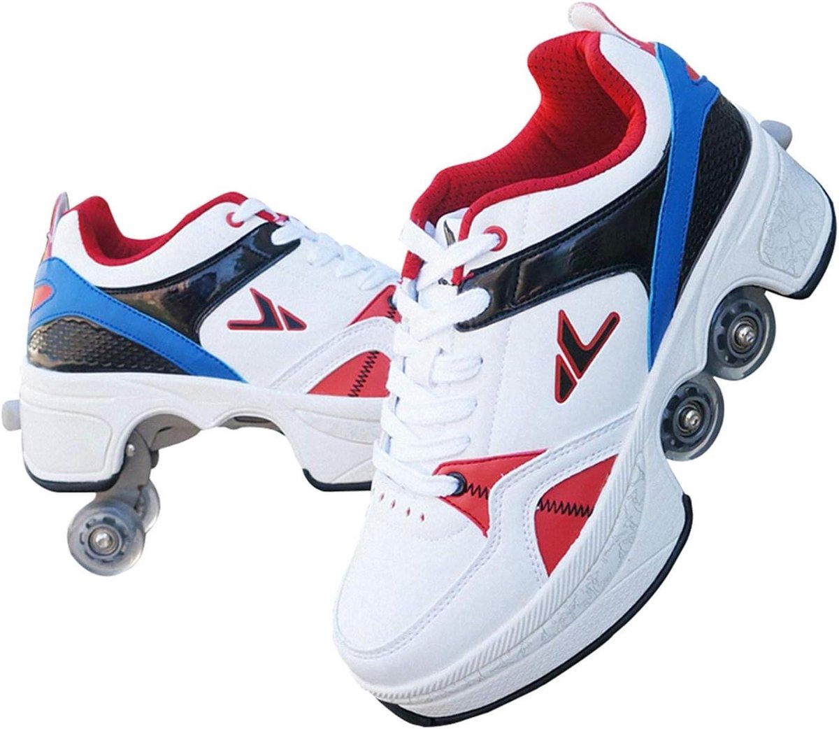 Rolschaatsen met wielen Schoenen met wielen Actief bewegen Verborgen wielen – Witblauw