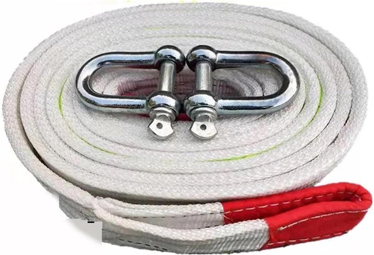 Sleepkabel - Touw - Voertuigen Slepen - Reflecterende Strips - 10 Ton - Wit