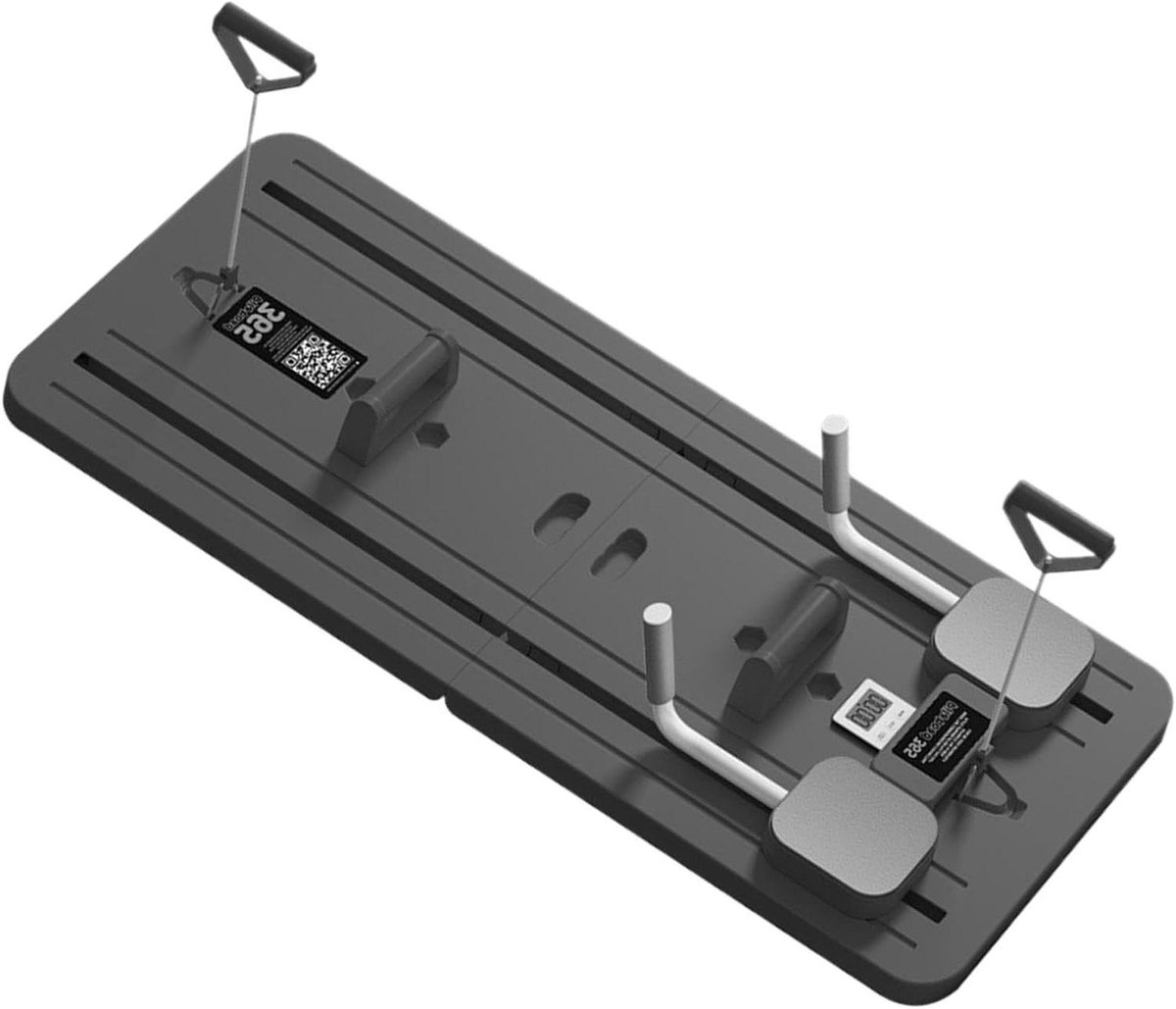 Pilates Trainingsbord - Buiktrainer Core - Thuis Fitness - Multifunctioneel Met Wielen - 106x41cm - Zwart Grijs