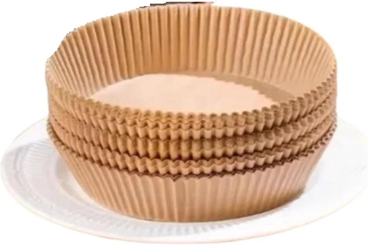 Wegwerp Airfryer Bakpapier - Antiaanbaklaag Vellen - Gemakkelijk Koken - Tijdbesparende Reiniging - 500 Stuks Rond 16cm - Natuurlijk