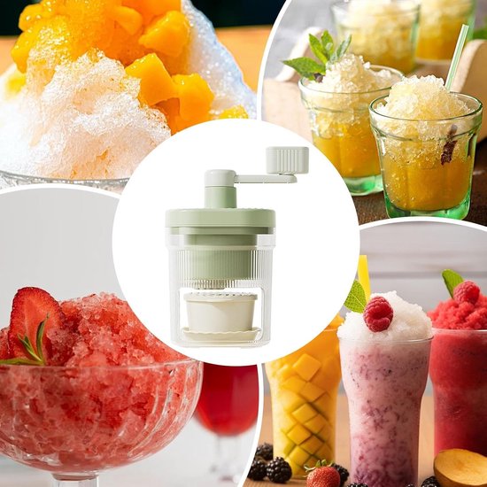 IJsmachine Handmatig - Sneeuwkegelmaker - Desserts Maken - Draagbaar Ontwerp - Set Inclusief Bekers - Wit — afbeelding 4