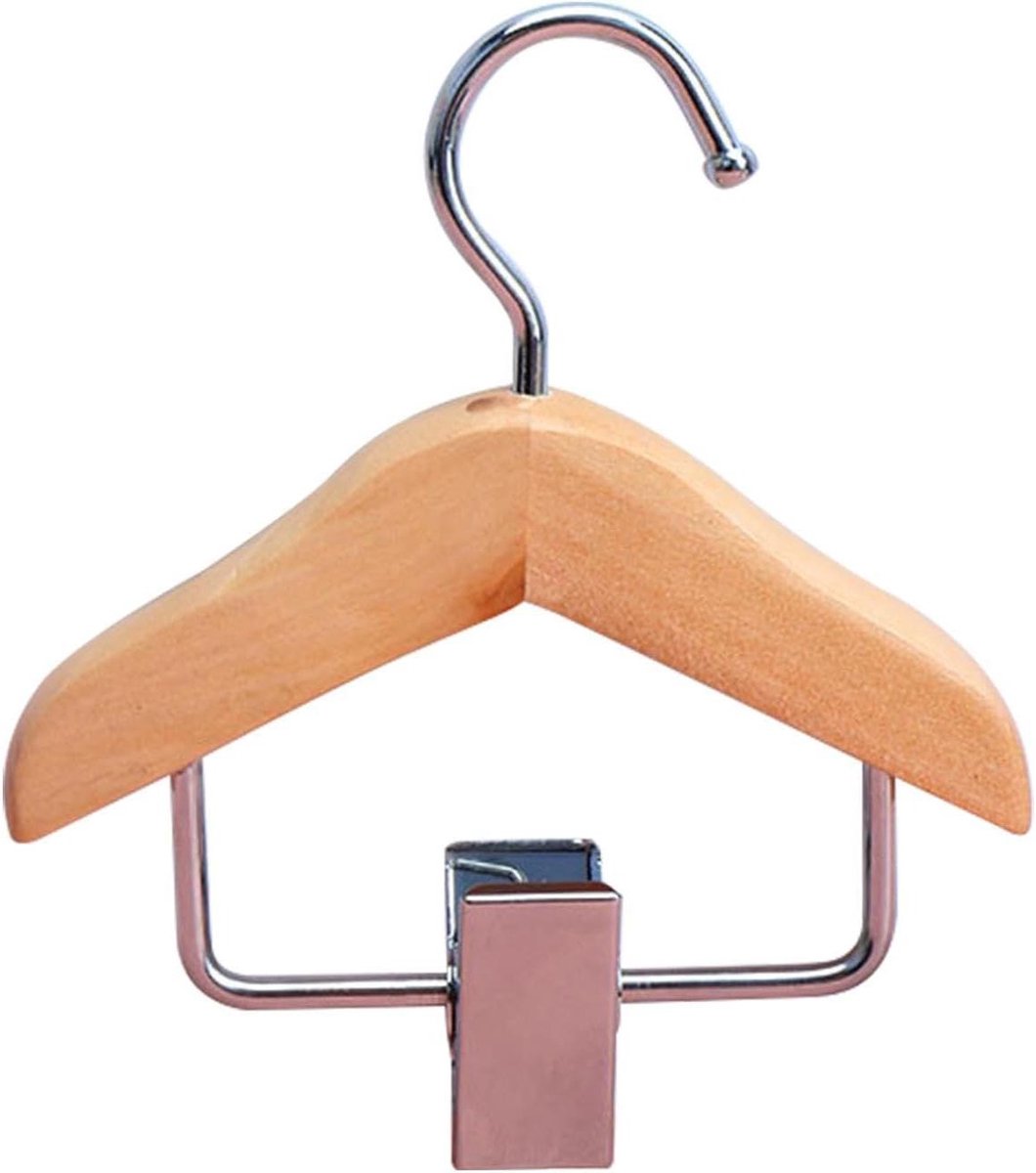 Huisdier Kledinghangers - Mini Hangers - Kleding Opbergen - Met Clips - 79 cm Breed - Houtkleur
