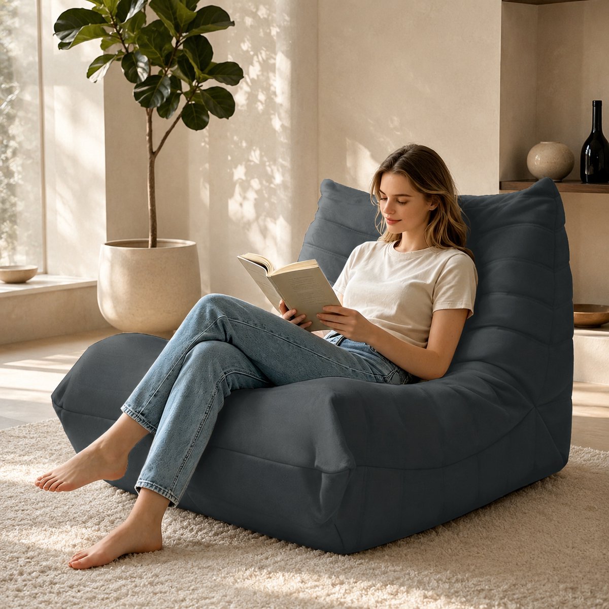 Fauteuil - Relaxstoel - Liegstoel - Ergonomisch bank - Comfortabele TV-stoel - Leesstoel - Geschikt voor de woonkamer, slaapkame - Grijs