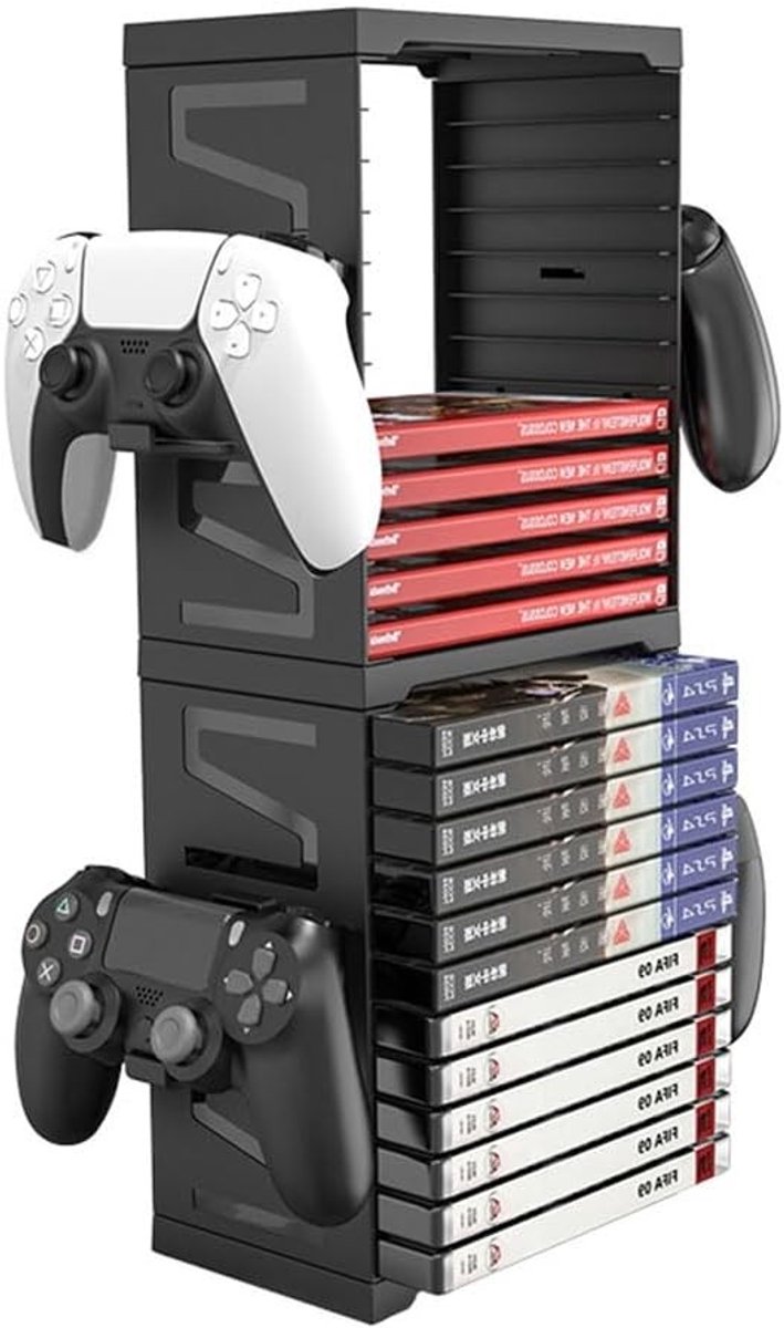 Game opslagtoren voor 24 games en 4 controllers, geschikt voor PS5, PS4, Xbox Series S, Xbox One en Switch