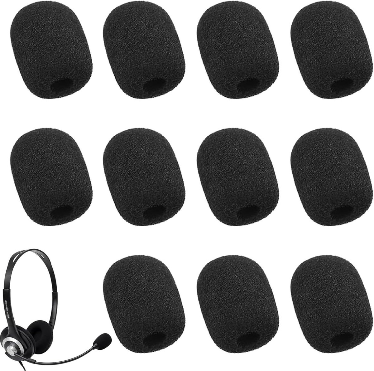 Pack van 15 Mini Schuim Microfoonhoezen voor Windbescherming - Hoge Dichtheid Schuim voor Headset Microfoons