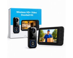 WINNES Draadloze Video Deurbel met Camera en 4.5 Inch Scherm – Zonder WiFi & App – Geen Abonnement – Nachtzicht – 120° Kijkhoek