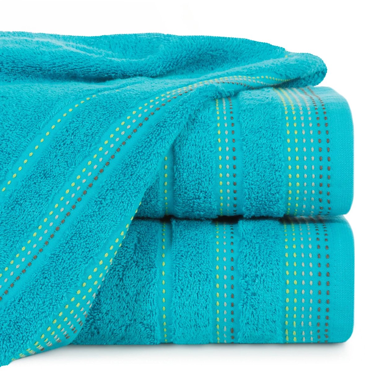 Turquoise badhanddoek Pola 50x90 cm met hon bies