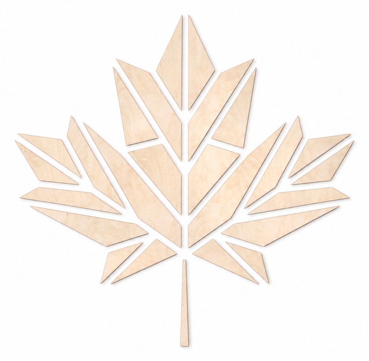 Houten wanddecoratie - Wooden wall decoration | Esdoornblad 35 x 35 cm Maple leaf | Licht hout - Natural wood | Geometrische muurdecoratie - Geometric wall art - Origami Design Wandfiguur - Echt Hout - Real Wood - Natuur - Canada - Boom