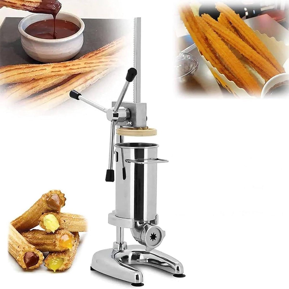 Churros Maker - Spaanse Deegspuit - Zelf Bakken - Roestvrij Staal - 2L Capaciteit - Zilver