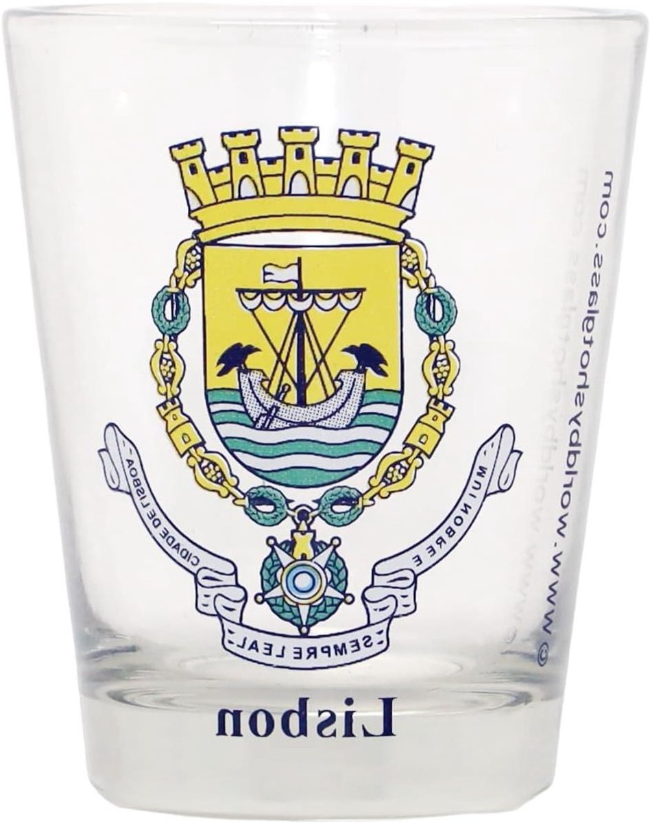 Borrelglas Lissabon - Souvenir Glas - Herinnering Bewaren - Zeldzaam Item - 5x6cm - Meerkleurig