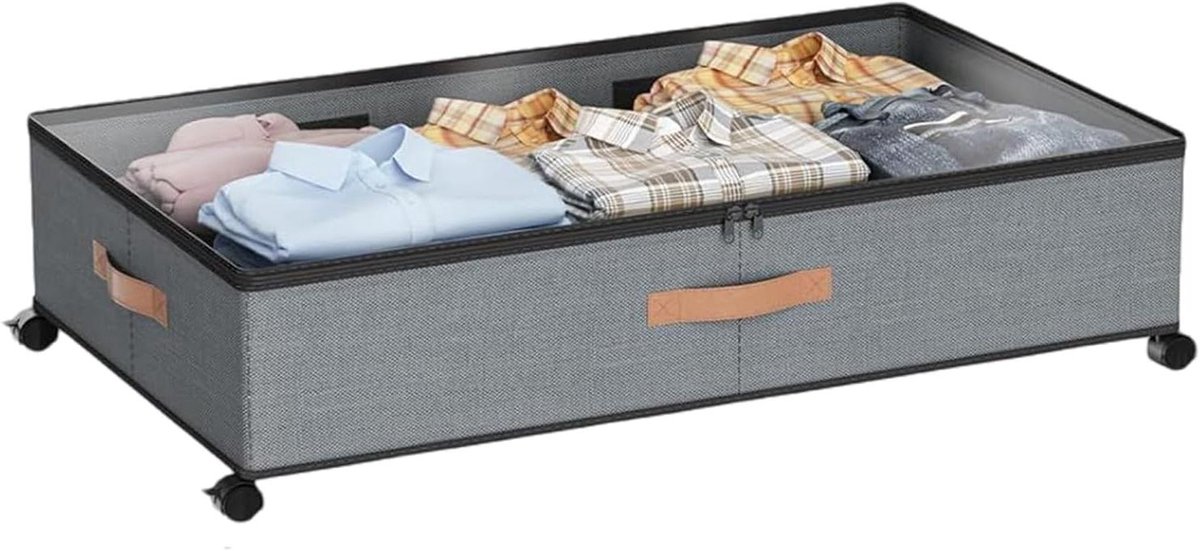 Bedopslag Organizer - Ladenbak Onder Bed - Ruimte Maximaliseren - Met Wielen - 72 Liter - Grijs