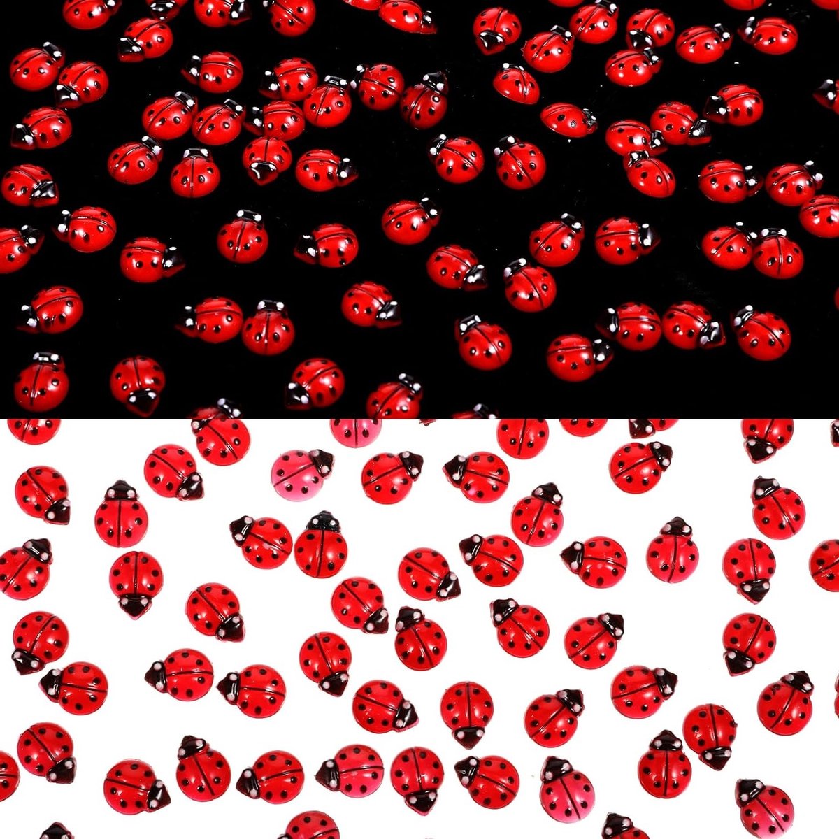 Mini Lieveheersbeestje Decoratie Stukjes -100 stuks - Rode Kunst Lieveheersbeestjes - Miniatuur - gloeiende dieren - kleine beeldjes van hars - voor decoratieve pot, micro-landschappen en doe-het-zelf