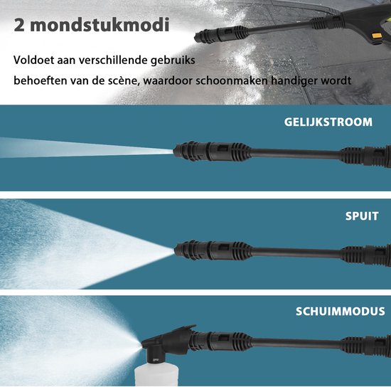 Elektrische hogedrukreiniger 5000 PSI, draagbaar, met 2 meter slangenset voor thuis/auto's/hekken/ramen, Spphire — afbeelding 3