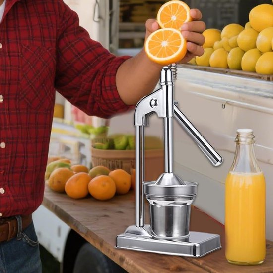 Hand Juicer Citruspers - Fruitpers Keuken Tool - Sap Maken - Efficiënte Sapopbrengst - 20x14x38cm - Zilver — afbeelding 5