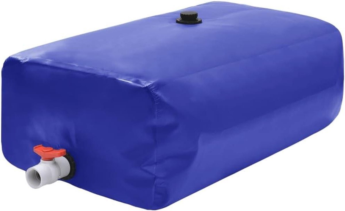 Watertank met kraan - Regenton Opvouwbaar - Regenwater Opvangen - Scheurbestendig PVC - 100 L - Blauw