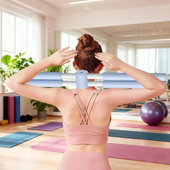 Yogastick Houdingscorrector - Rekstok Pilates - Houding Verbeteren - Antislip Ontwerp - 80 cm - Blauw — afbeelding 4