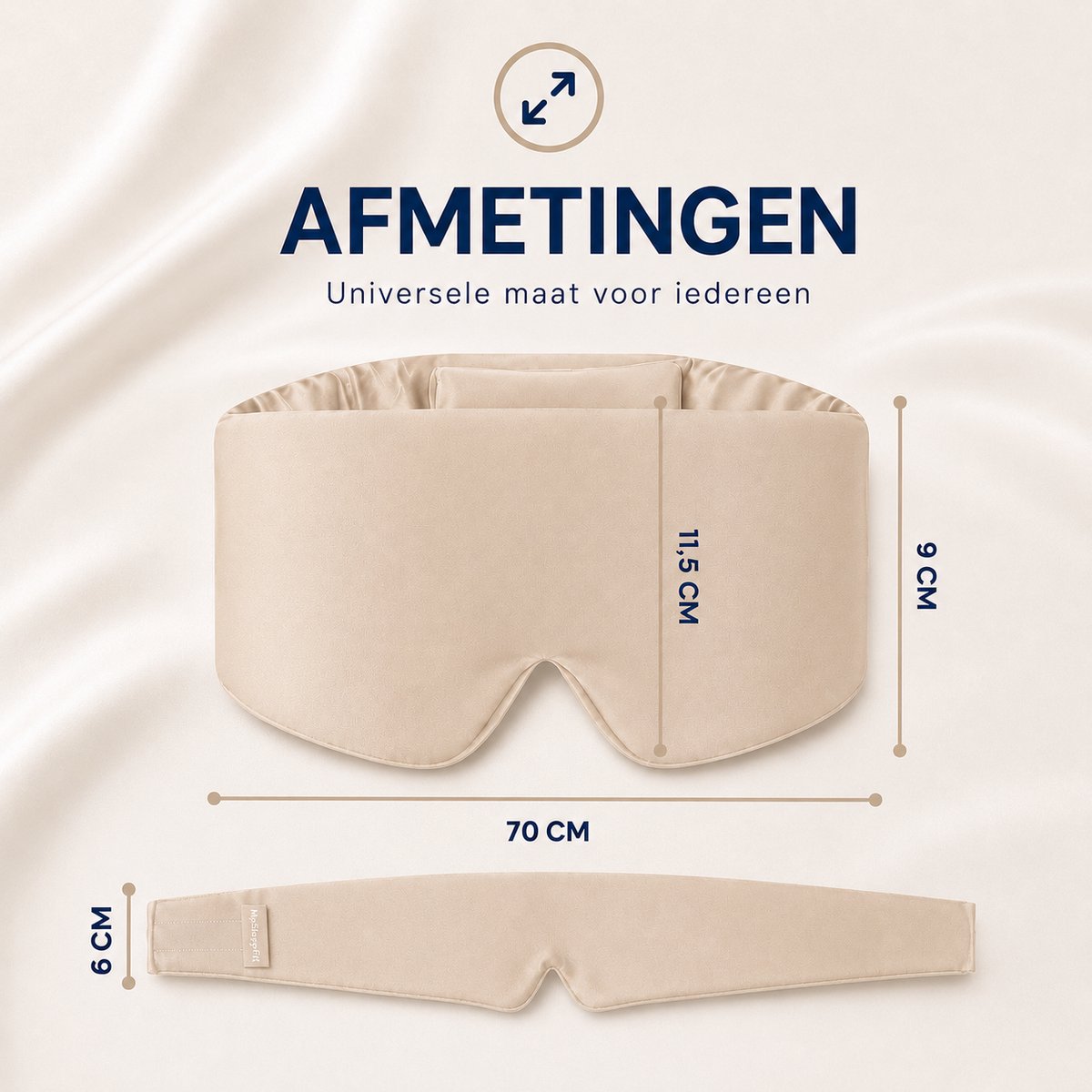MySleepFit - Premium Zijden Slaapmasker - Silk Sleep Mask - 100% Verduisterend Oogmasker - Beige - Champagne - 22 momme 6A Grade Moerbei Zijde - Mulberry Silk — afbeelding 6