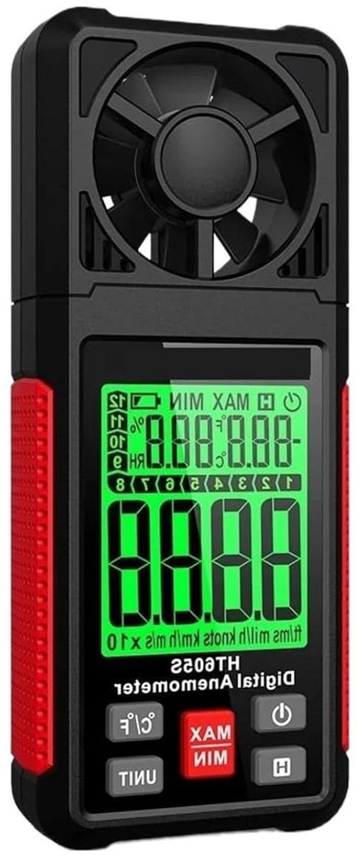 Digitale Anemometer - Snelheidsmeter Luchtsnelheid - Luchtstroom Meten - Temperatuur Vochtigheid - 50 g - Zwart