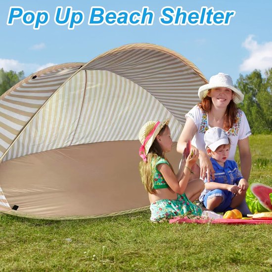 Draagbare Strandtent - Zonnescherm Tent - Strand Dagen - Dubbele Zilverlaag - 180 x 125 x 85 cm - Enkel Kenmerk — afbeelding 2