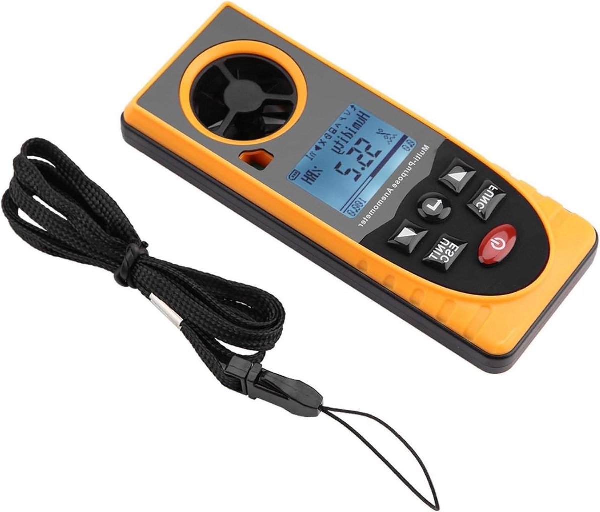 Digitale Anemometer - Luchtsnelheidsmeter Windsnelheidmeter - Weer Meten - Multifunctioneel LCD Display - 07-300 m/s - Zwart