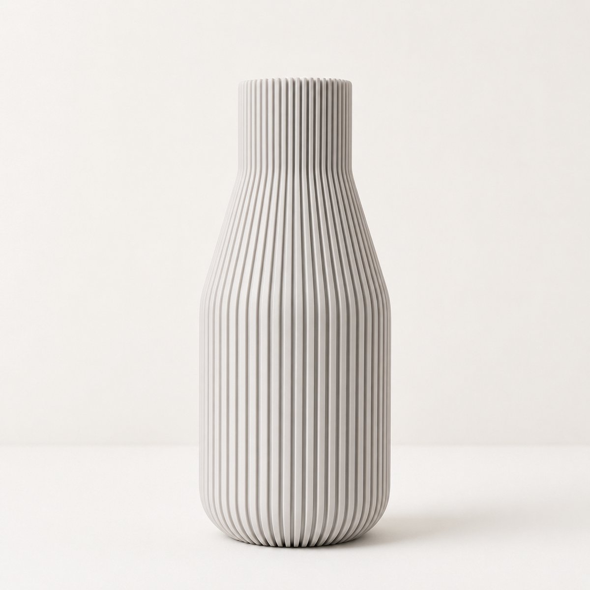 Waterdichte Ribbed Design Vaas – 25 cm – Japandi Vaas – Moderne Woondecoratie – Warm Wit – LayerMakers