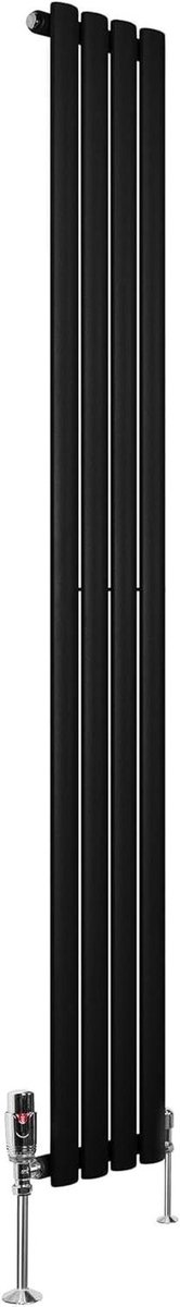 Oval Radiator - Verwarmingselement - Ruimte Verwarmen - Dubbelwandig Design - 1800 x 240 mm - Mat Zwart