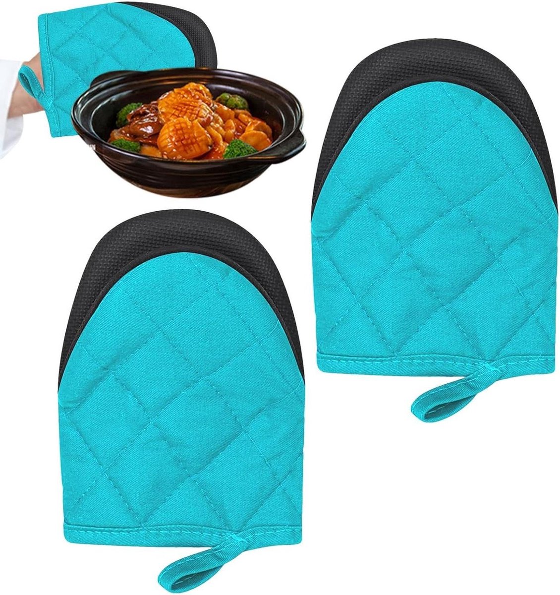Ovenhandschoenen - Hittebestendige handschoenen - Veilig bakken - Antislip grip - 20 x 135 cm - Blauw