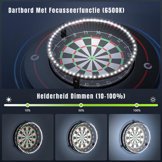 YOR® Dartbord Surround Ring - Dartbord Verlichting - Dartsbord - Zwart - 47cm x 47cm x 13cm; 635 g van yor — afbeelding 4