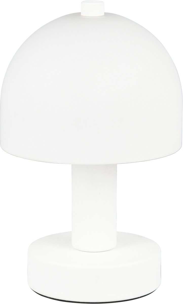 LED Tafellamp - Trio Lighting - E14 Fitting - 1 Lichtpunt - Snoerschakelaar - IP20 - Wit/Mat Wit - Glas/Metaal