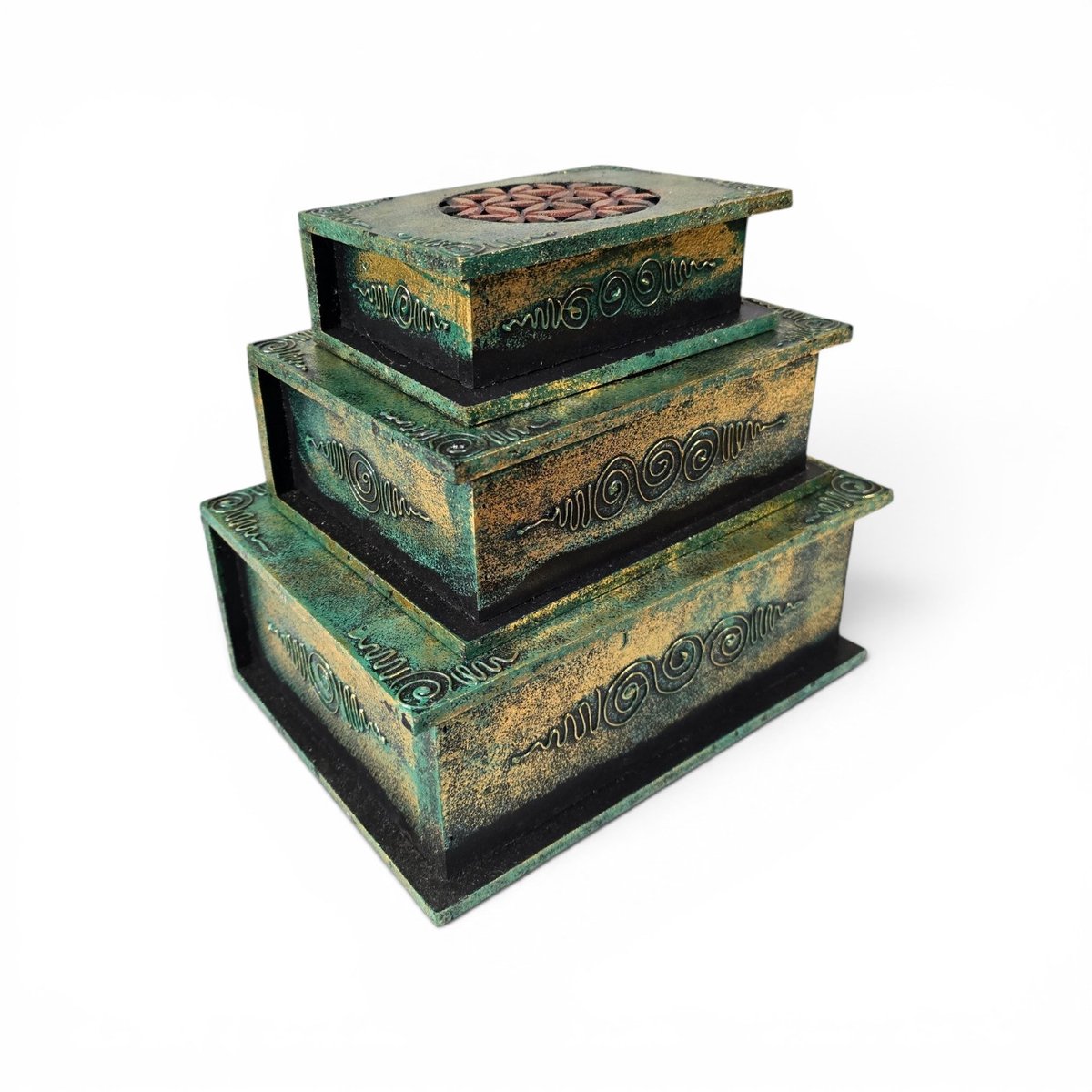 Houten opberg kistjes set van 3 stuks