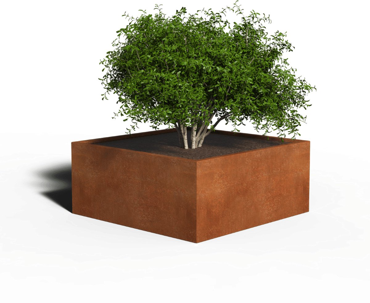 Cortenstaal Plantenbak Vierkant | Gelast | 120 x 120 x 60 | Met bodem