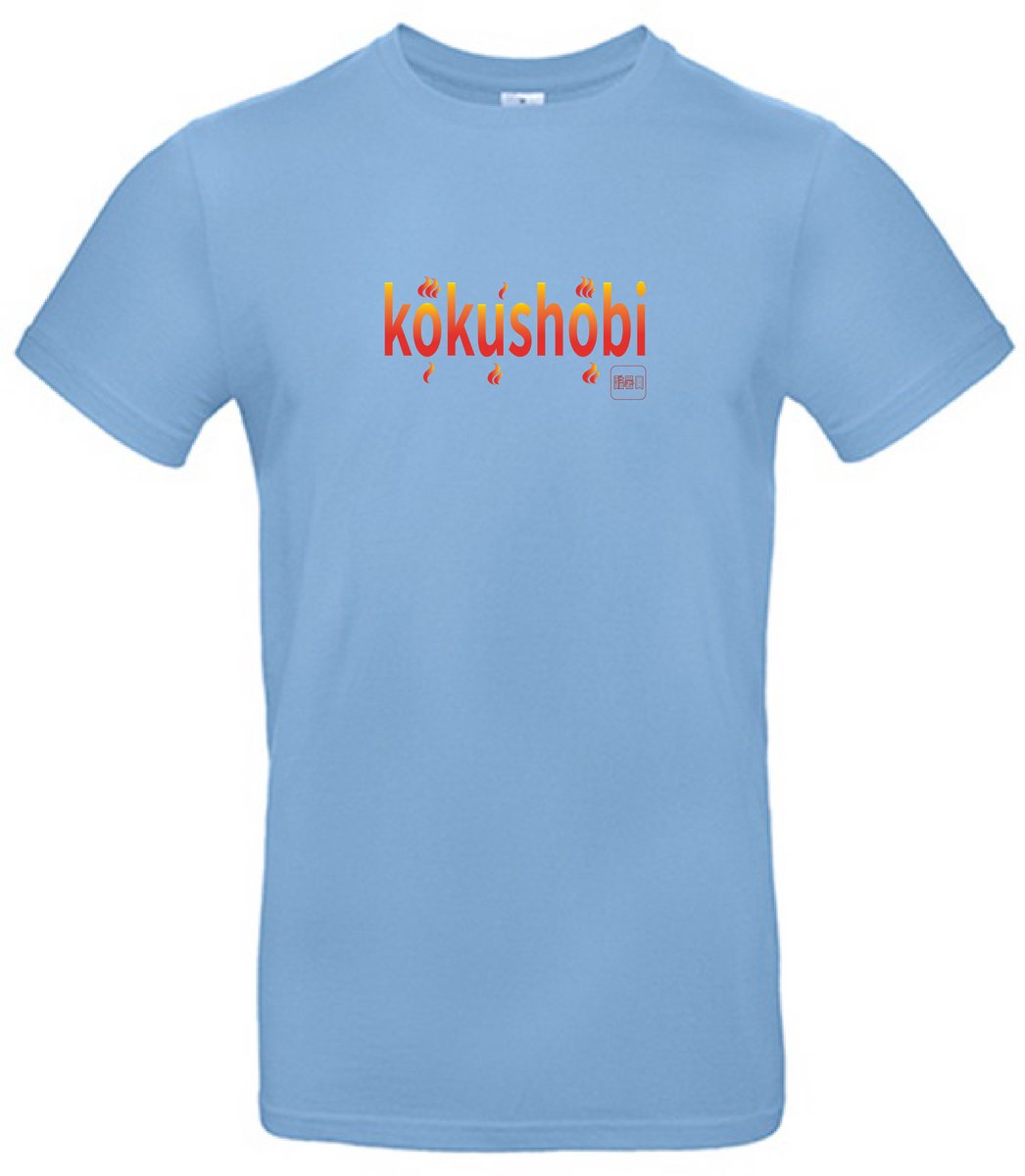 Kokushobi “extreem hete dag” Luxury Heren T-shirt – Casual Moderne Japanse Streetwear – Sky Premium Katoen – Zomer Shirt – Xlarge Design by Eizook Blauw